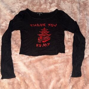 Black Long Sleeve Graphic Top